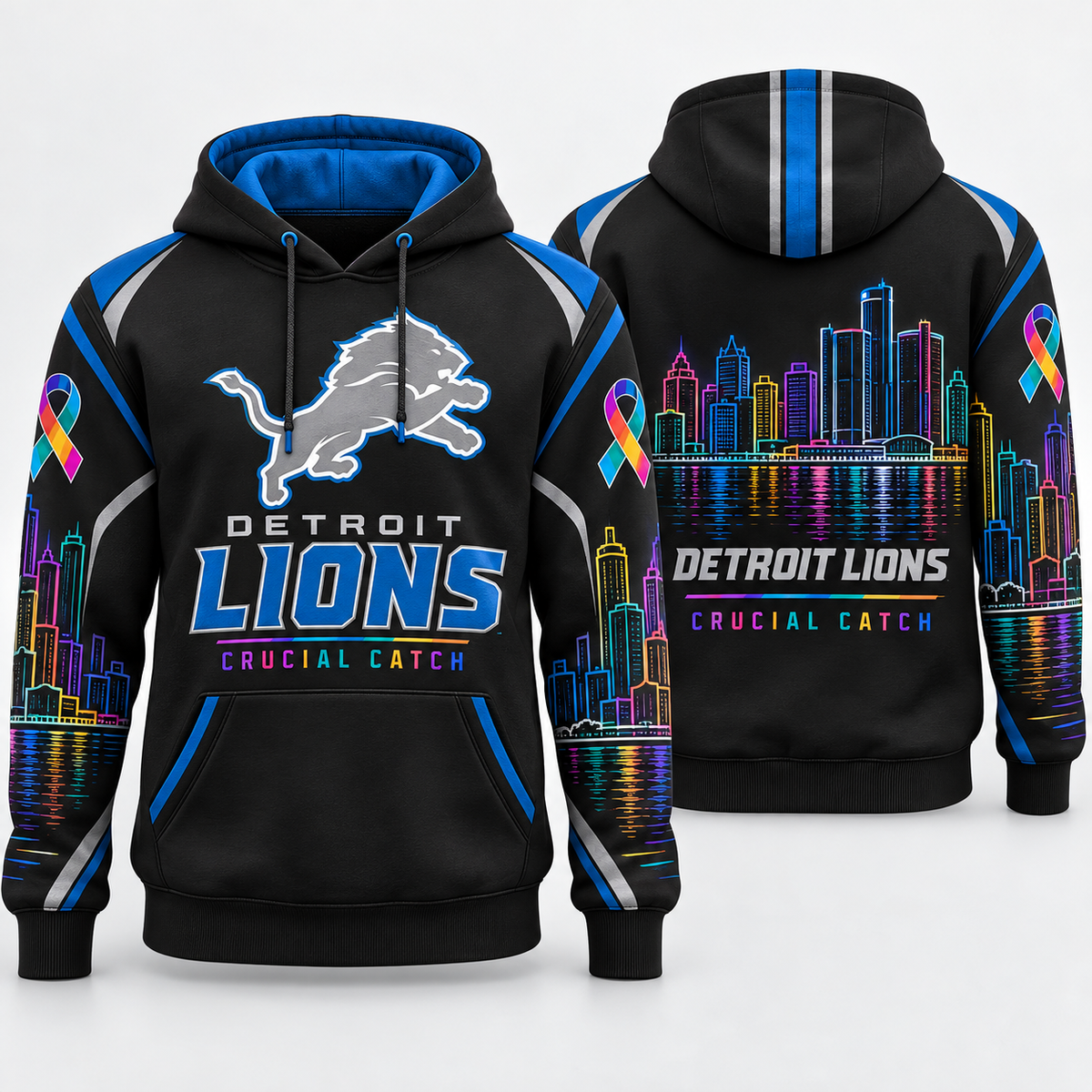 Detroit Lions 2026 Crucial Catch Downtown Awareness Pullover Hoodie