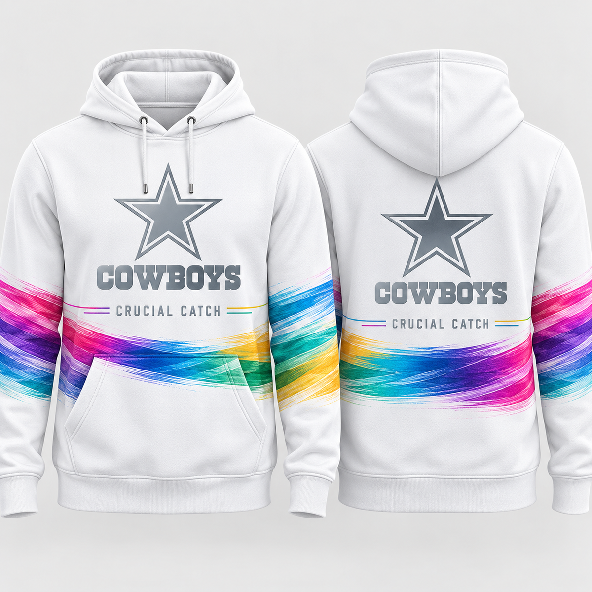 Dallas Cowboys 2026 Crucial Catch Whiteout Spectrum Pullover Hoodie