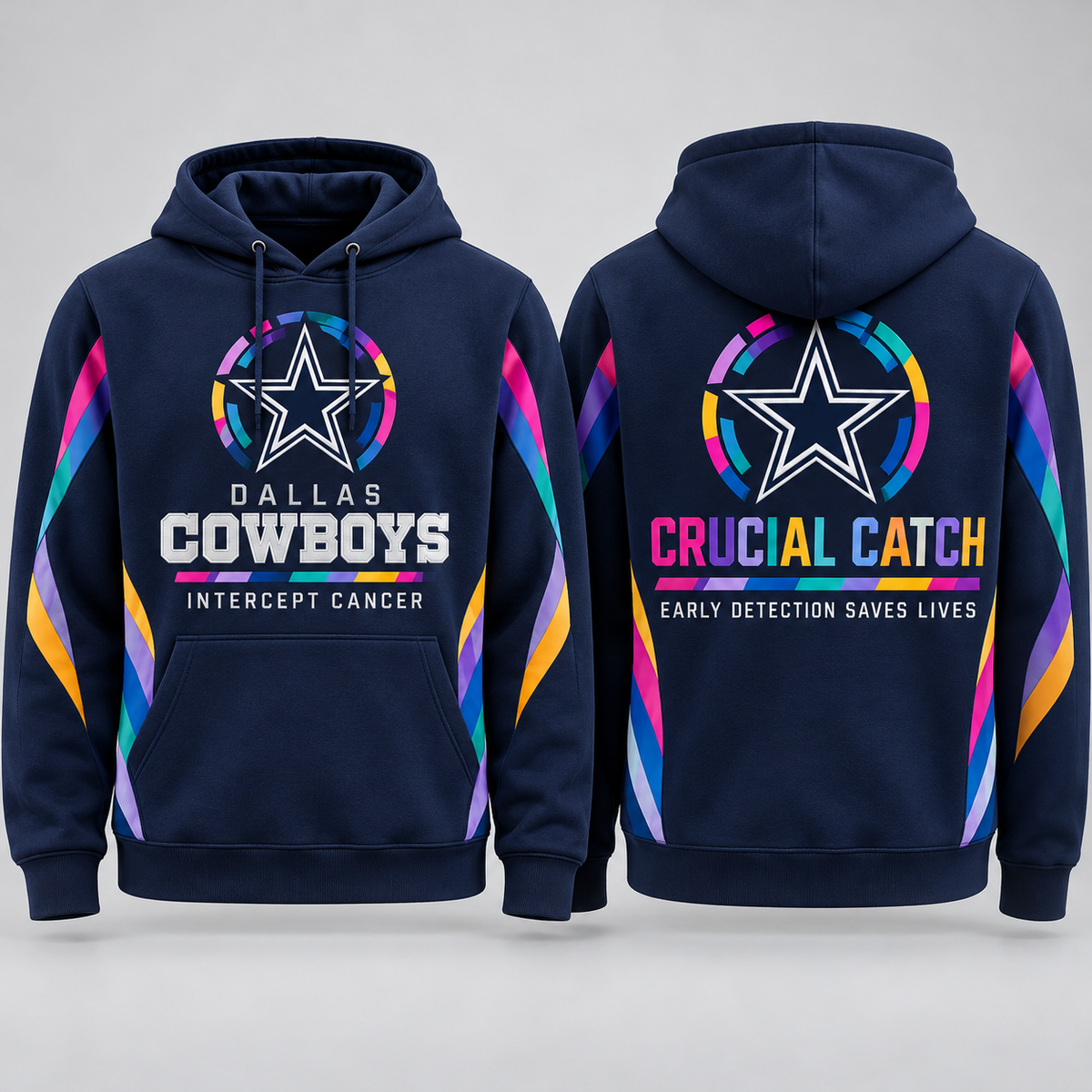 Dallas Cowboys 2026 Crucial Catch Navy Spectrum Pullover Hoodie