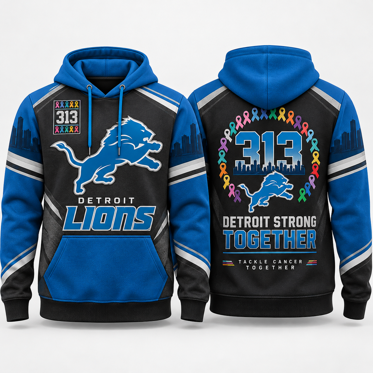 Detroit Lions 2026 Crucial Catch 313 Strong Pullover Hoodie