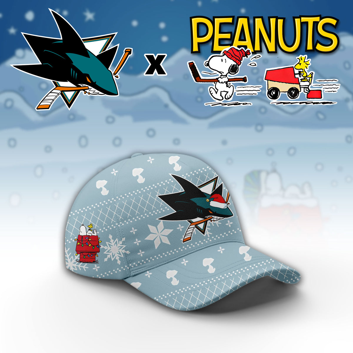 .San Jose Sharks x Peanuts 2026 Christmas Limited Edition Hoodie NN