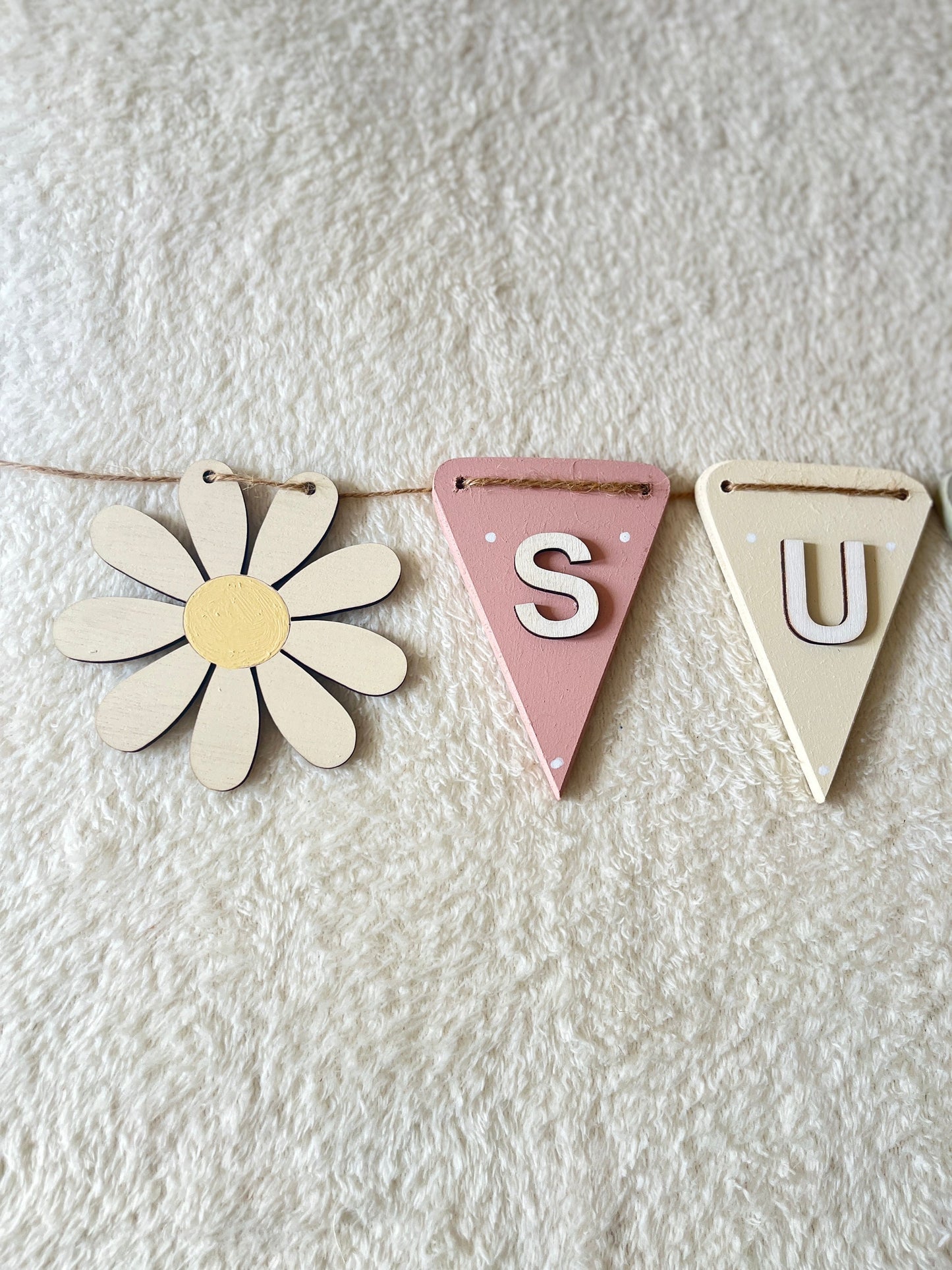 Floral Daisy Wooden Bunting bright Summer Garland Wedding Party Decor custom flower banner gift for daughter home decoration garland