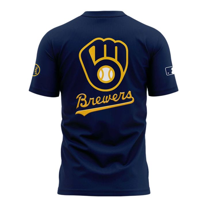 Special New October Ready 2025 MLB Postseason Brewers Uniform Navy T-Shirt
