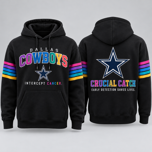 Dallas Cowboys 2026 Crucial Catch Midnight Rainbow Pullover Hoodie