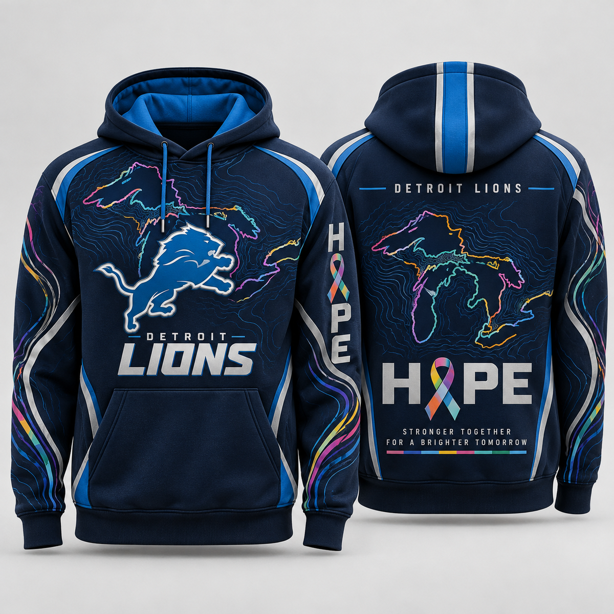 Detroit Lions 2026 Crucial Catch Great Lakes Hope Pullover Hoodie