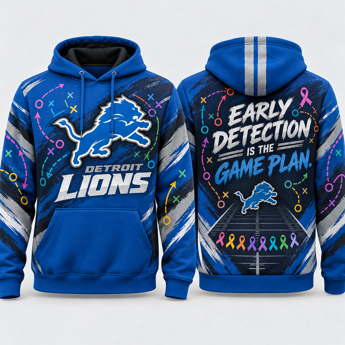Detroit Lions 2026 Crucial Catch Early Detection Playbook Pullover Hoodie
