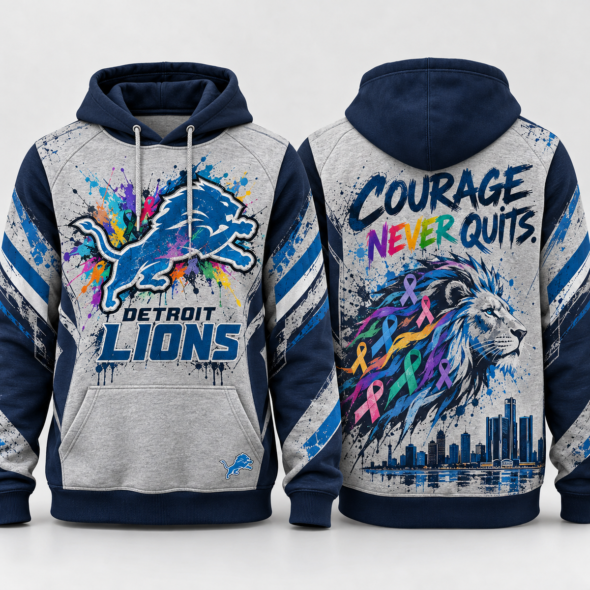 Detroit Lions 2026 Crucial Catch Concrete Courage Pullover Hoodie