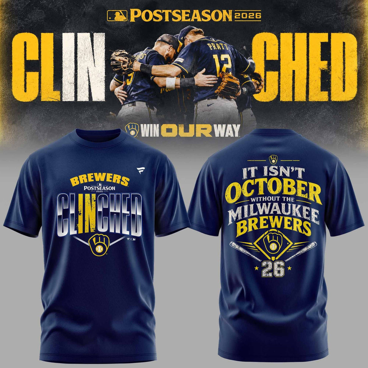 .M.Brewers 2026 Postseason Clinched Limited T-Shirt