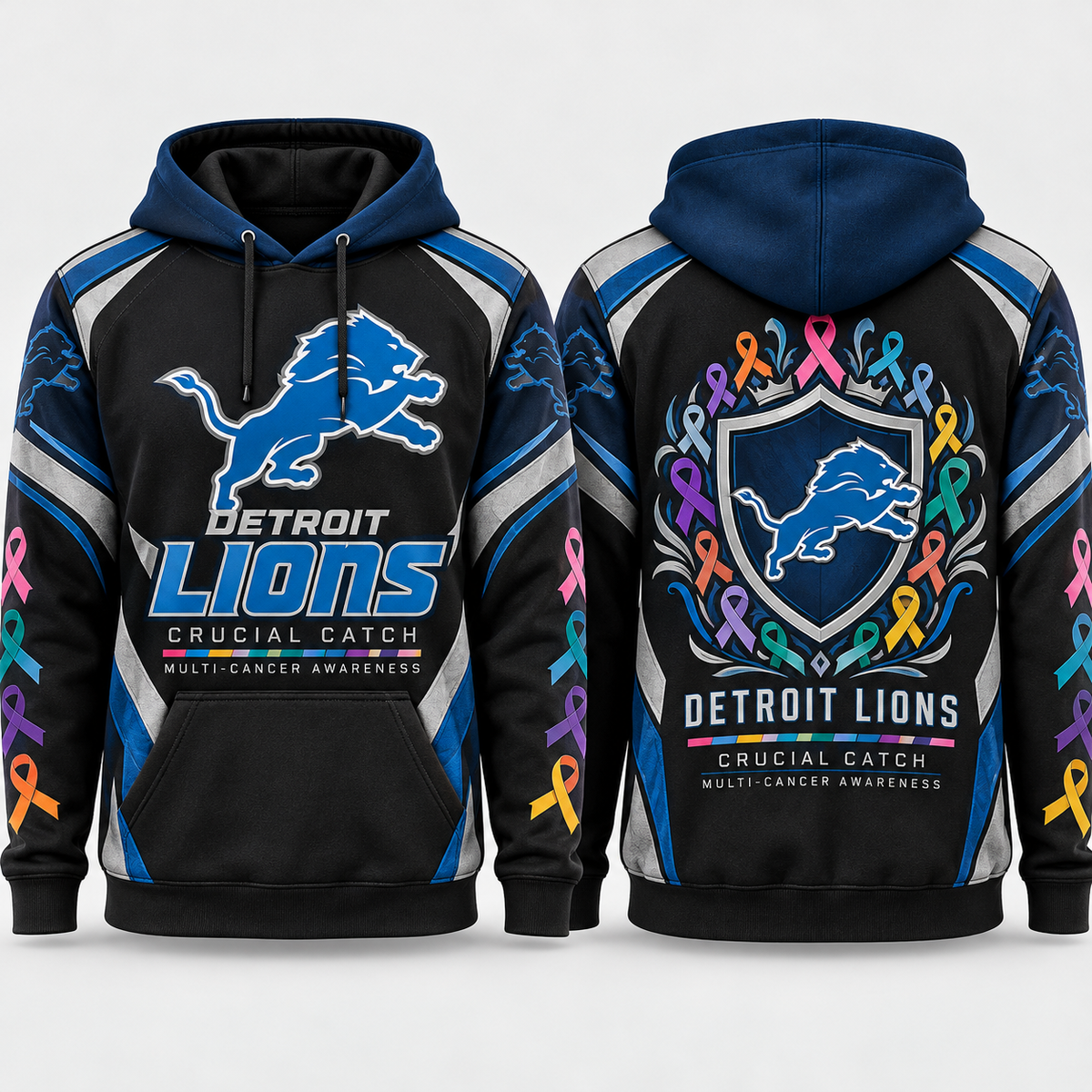 Detroit Lions 2026 Crucial Catch Victory Over Cancer Pullover Hoodie