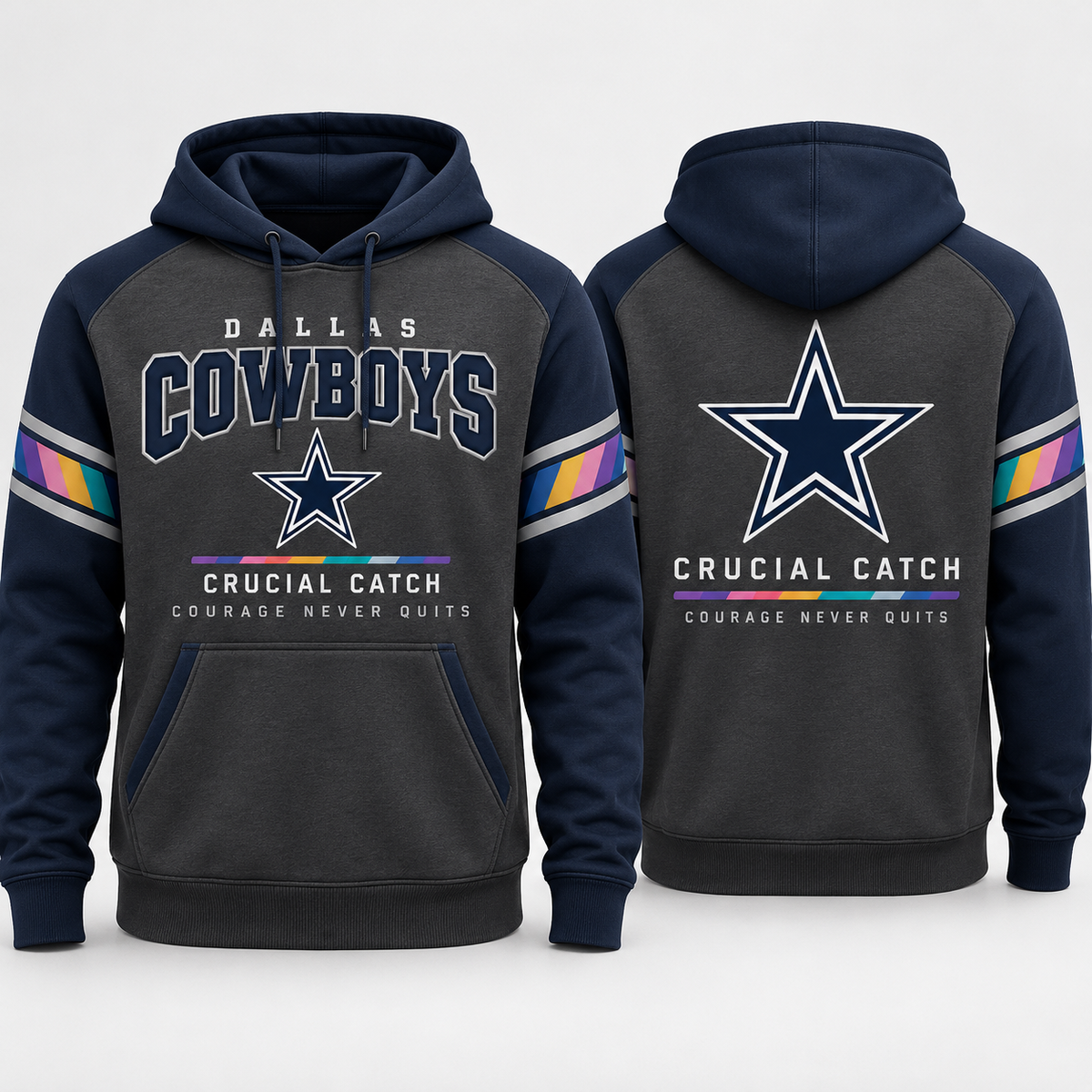 Dallas Cowboys 2026 Crucial Catch Silver Prism Pullover Hoodie