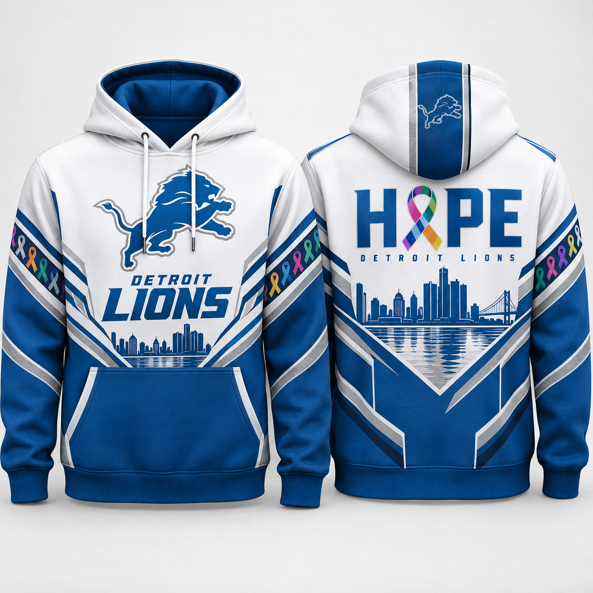 Detroit Lions 2026 Crucial Catch City Flag Hope Pullover Hoodie