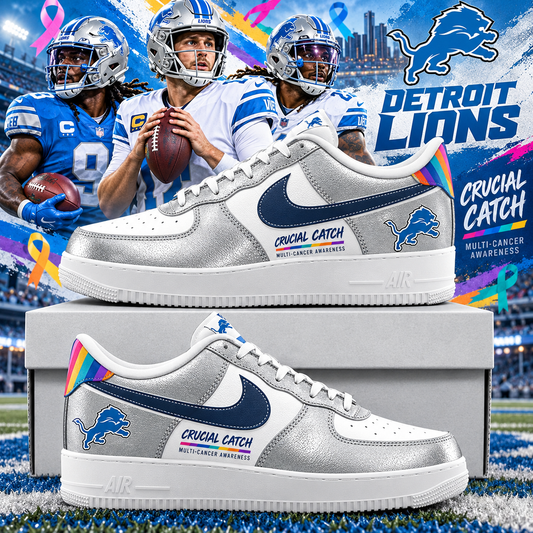 Detroit Lions 2026 Crucial Catch White Silver Hope AF1 Team Poster Shoes
