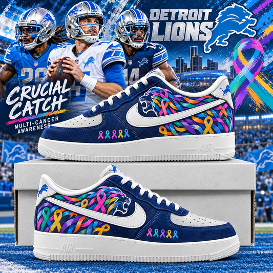 Detroit Lions 2026 Crucial Catch Navy Ribbon Roar AF1 Team Poster Shoes