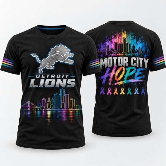 Detroit Lions 2026 Crucial Catch Motor City Hope T-Shirt