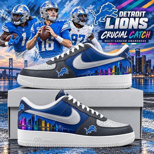 Detroit Lions 2026 Crucial Catch Detroit Skyline AF1 Team Poster Shoes