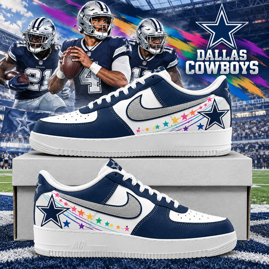 Dallas Cowboys 2026 Crucial Catch Rainbow Star Trail AF1 Team Poster Shoes