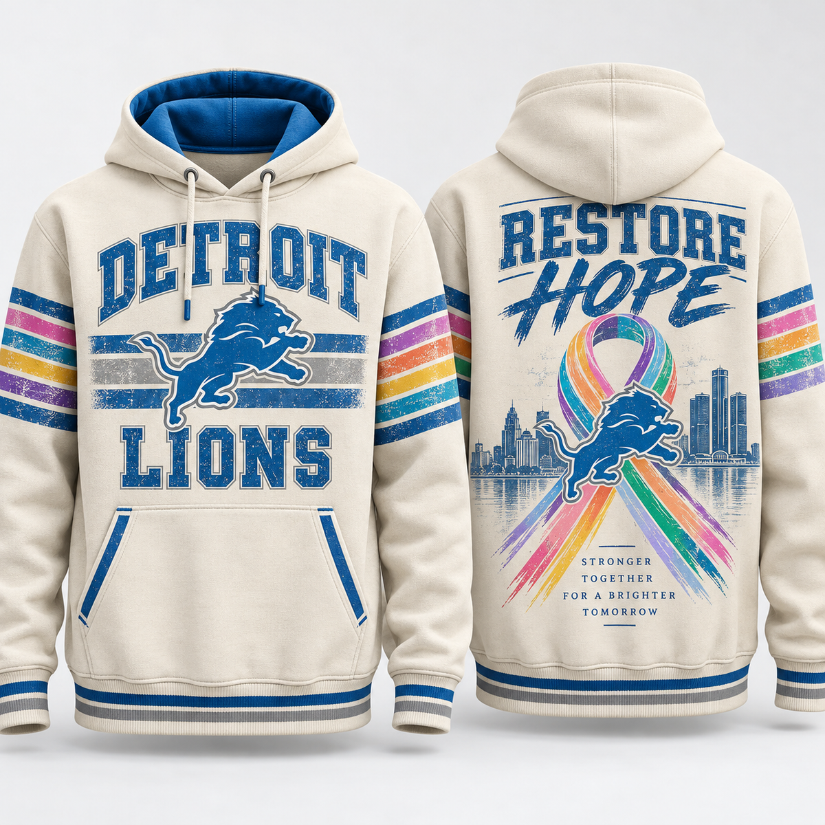 Detroit Lions 2026 Crucial Catch One Pride Awareness Pullover Hoodie