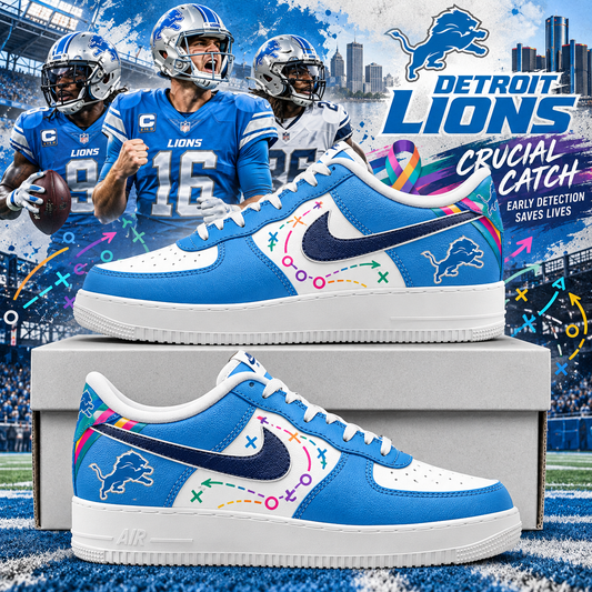 Detroit Lions 2026 Crucial Catch Early Detection Playbook AF1 Team Poster Shoes