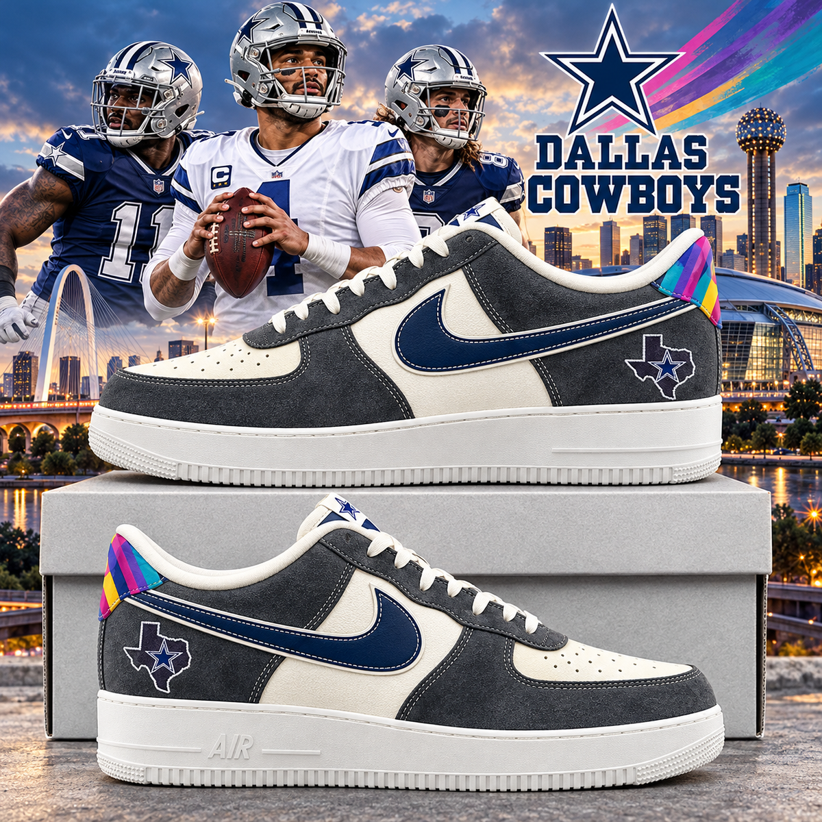 Dallas Cowboys 2026 Crucial Catch Texas Strong AF1 Team Poster Shoes