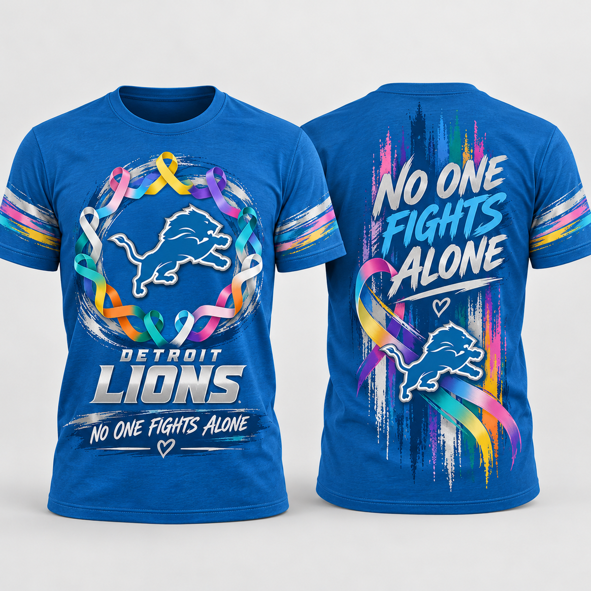 Detroit Lions 2026 Crucial Catch No One Fights Alone T-Shirt