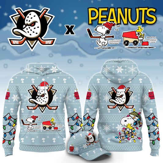 ..Anaheim Ducks x Peanuts 2026 Christmas Limited Edition Hoodie NN