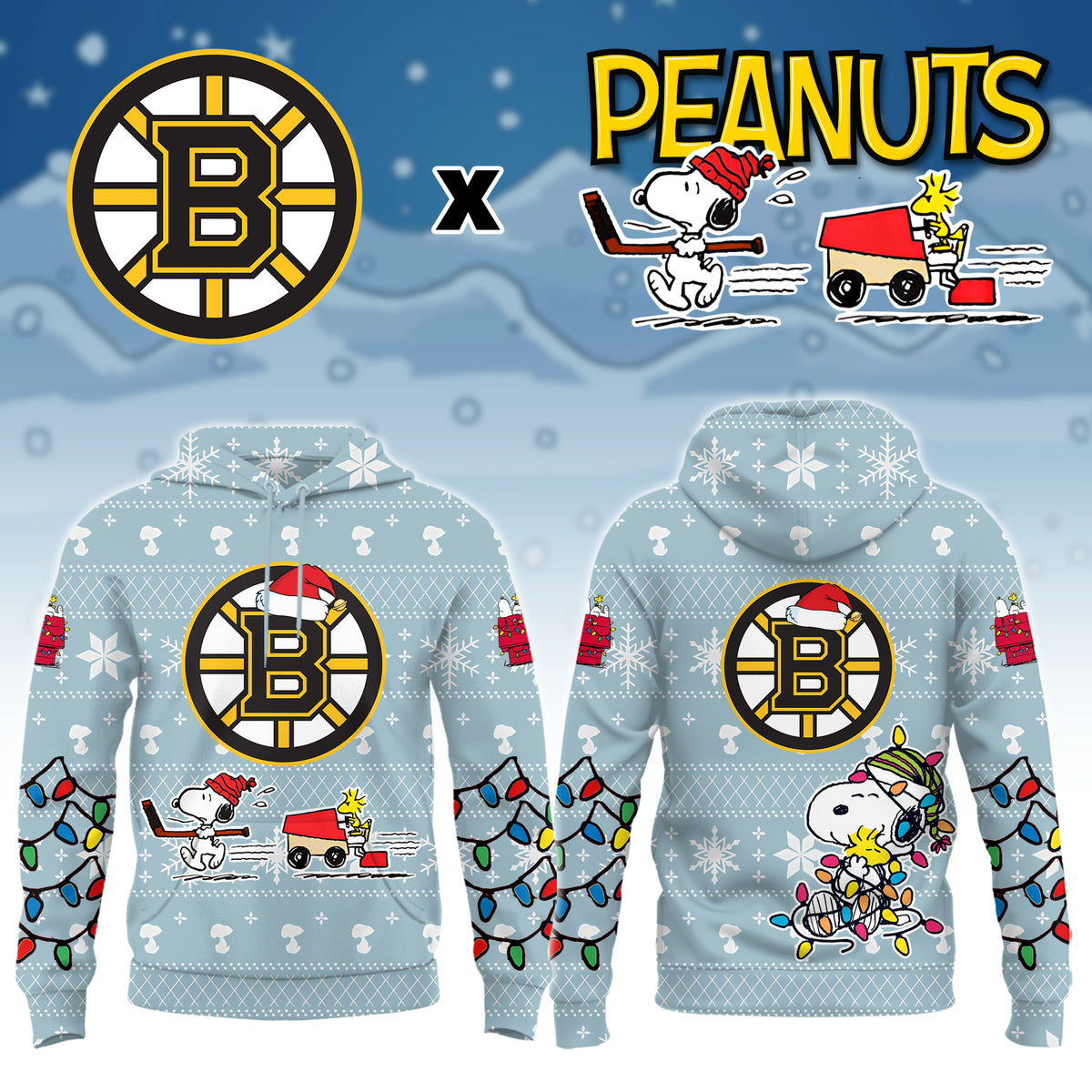 ..Boston Bruins x Peanuts 2026 Christmas Limited Edition Hoodie NN