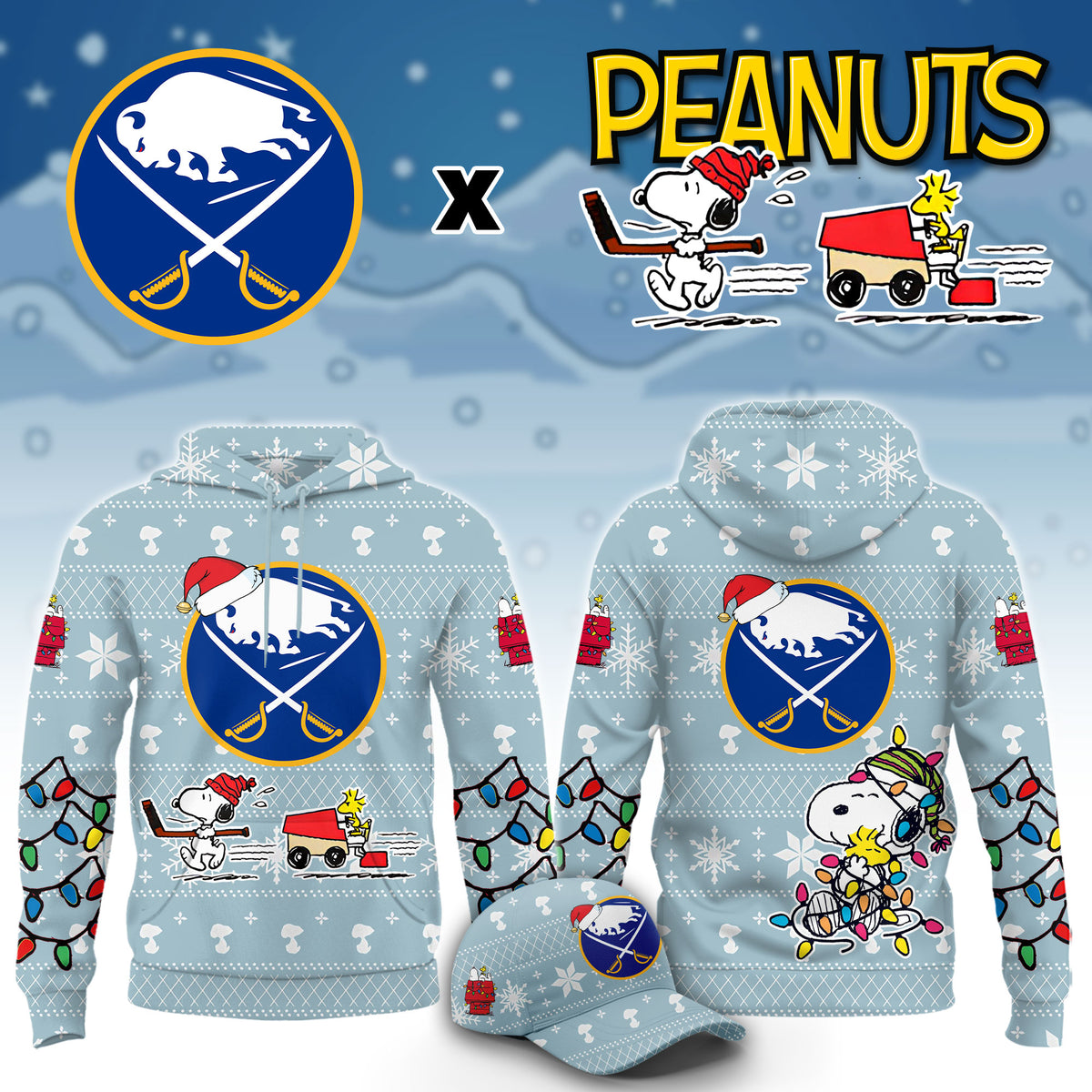 ..Buffalo Sabres x Peanuts 2026 Christmas Limited Edition Hoodie NN