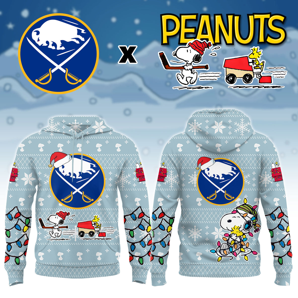 ..Buffalo Sabres x Peanuts 2026 Christmas Limited Edition Hoodie NN