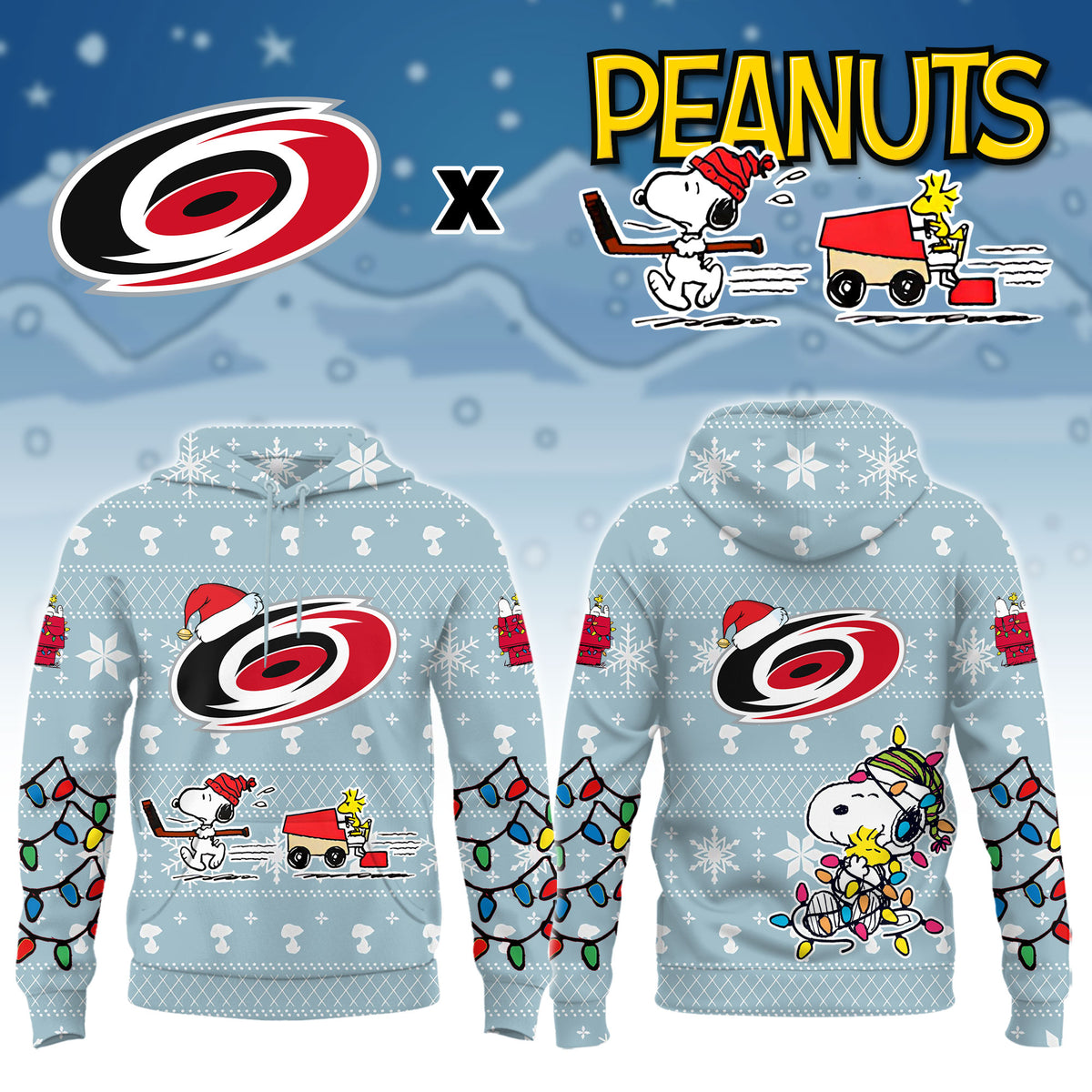 _.Carolina Hurricanes x Peanuts 2026 Christmas Limited Edition Hoodie NN