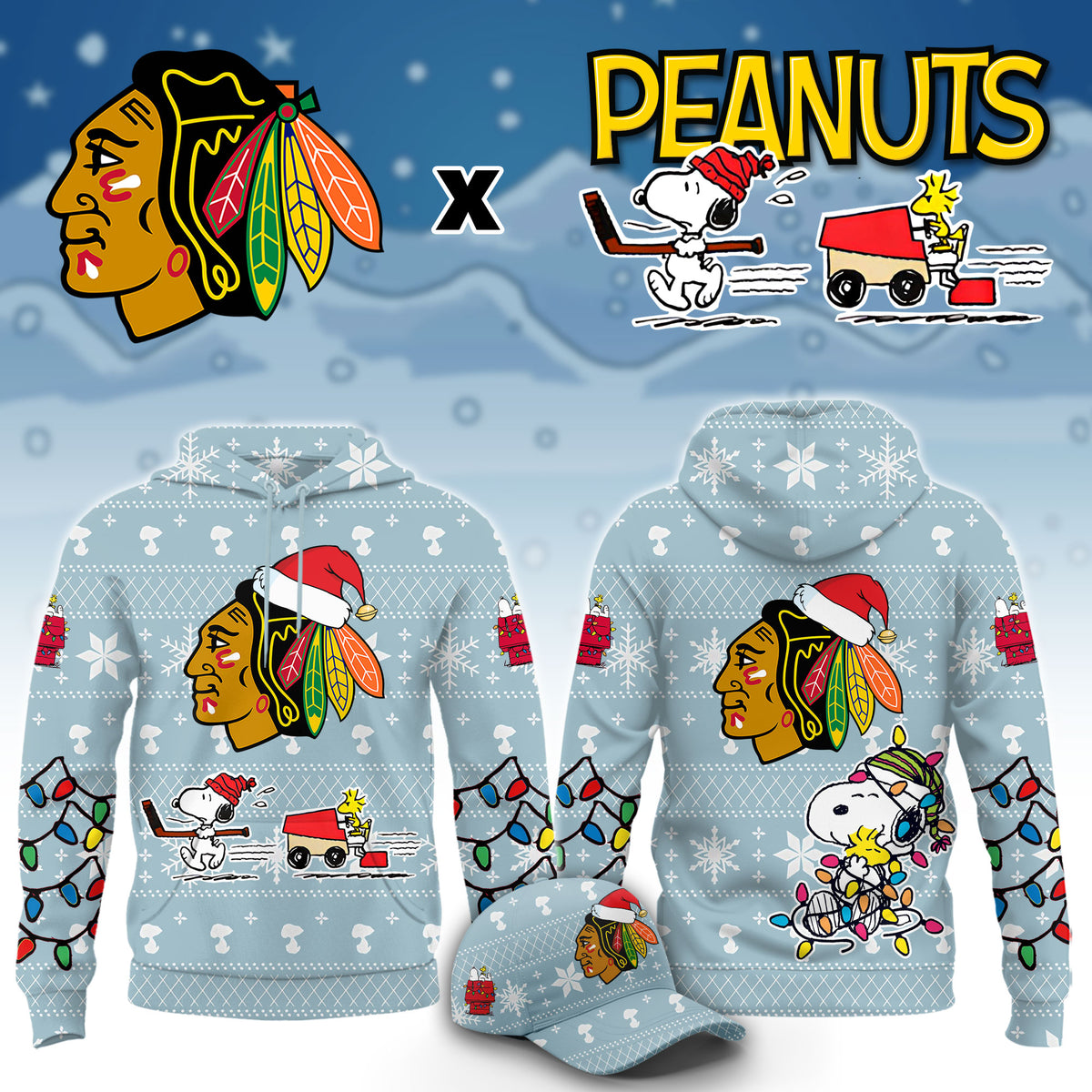 .Chicago Blackhawks x Peanuts 2026 Christmas Limited Edition Hoodie NN