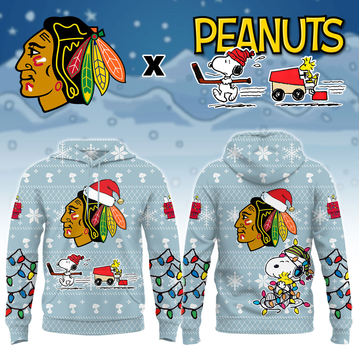 .Chicago Blackhawks x Peanuts 2026 Christmas Limited Edition Hoodie NN