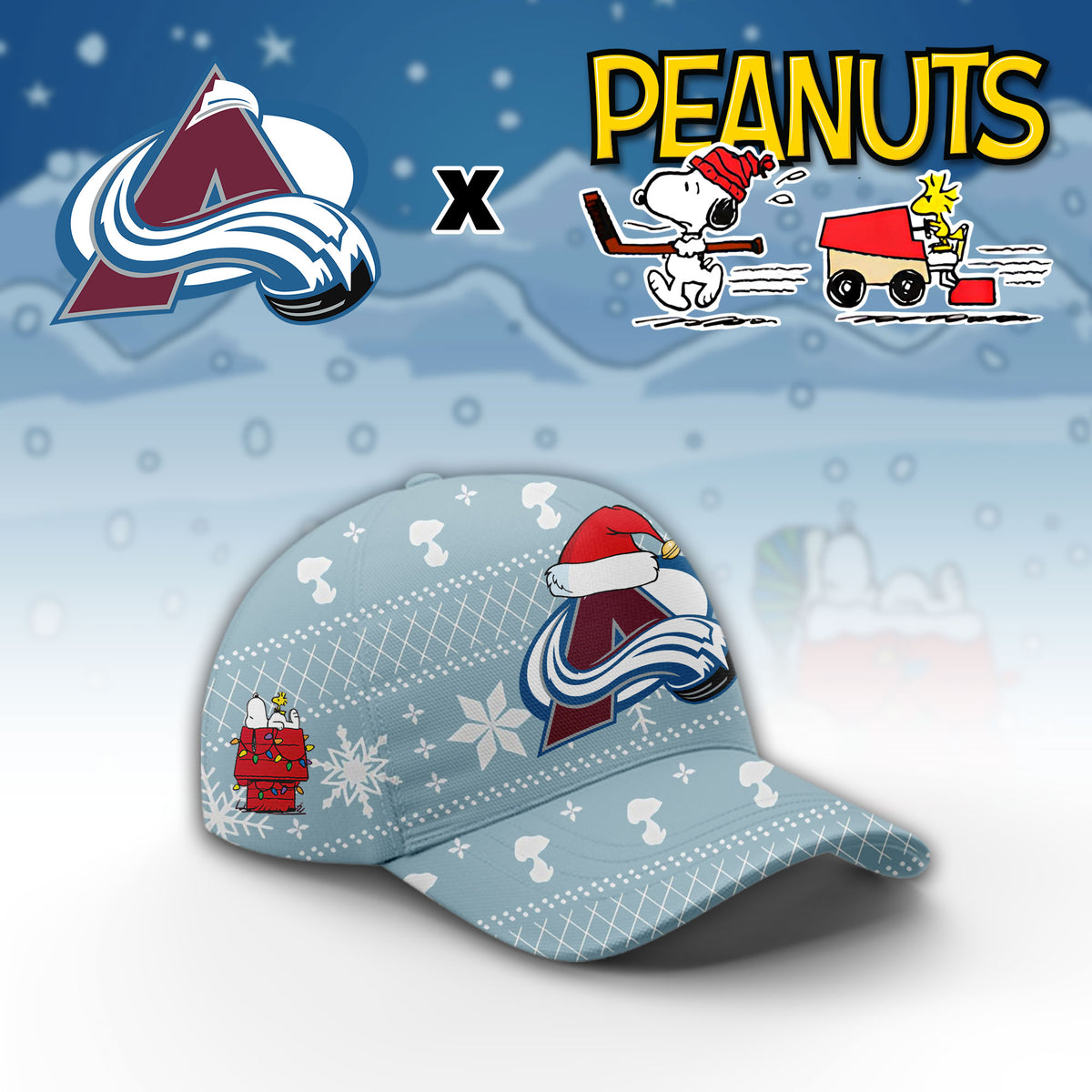 ..Colorado Avalanche x Peanuts 2026 Christmas Limited Edition Hoodie NN