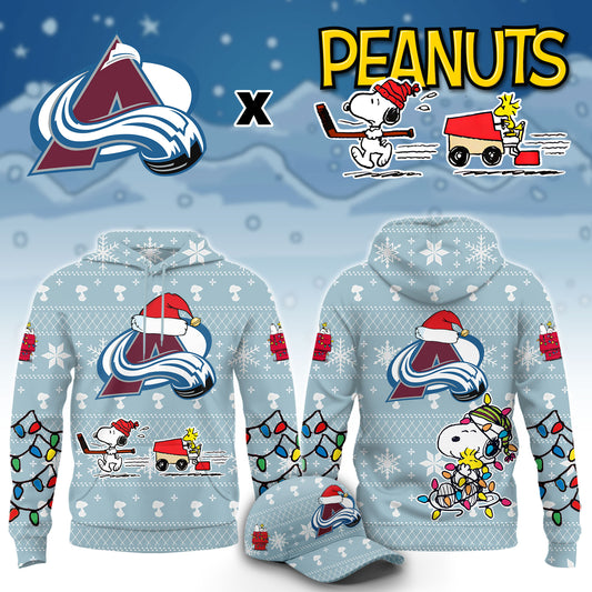 ..Colorado Avalanche x Peanuts 2026 Christmas Limited Edition Hoodie NN