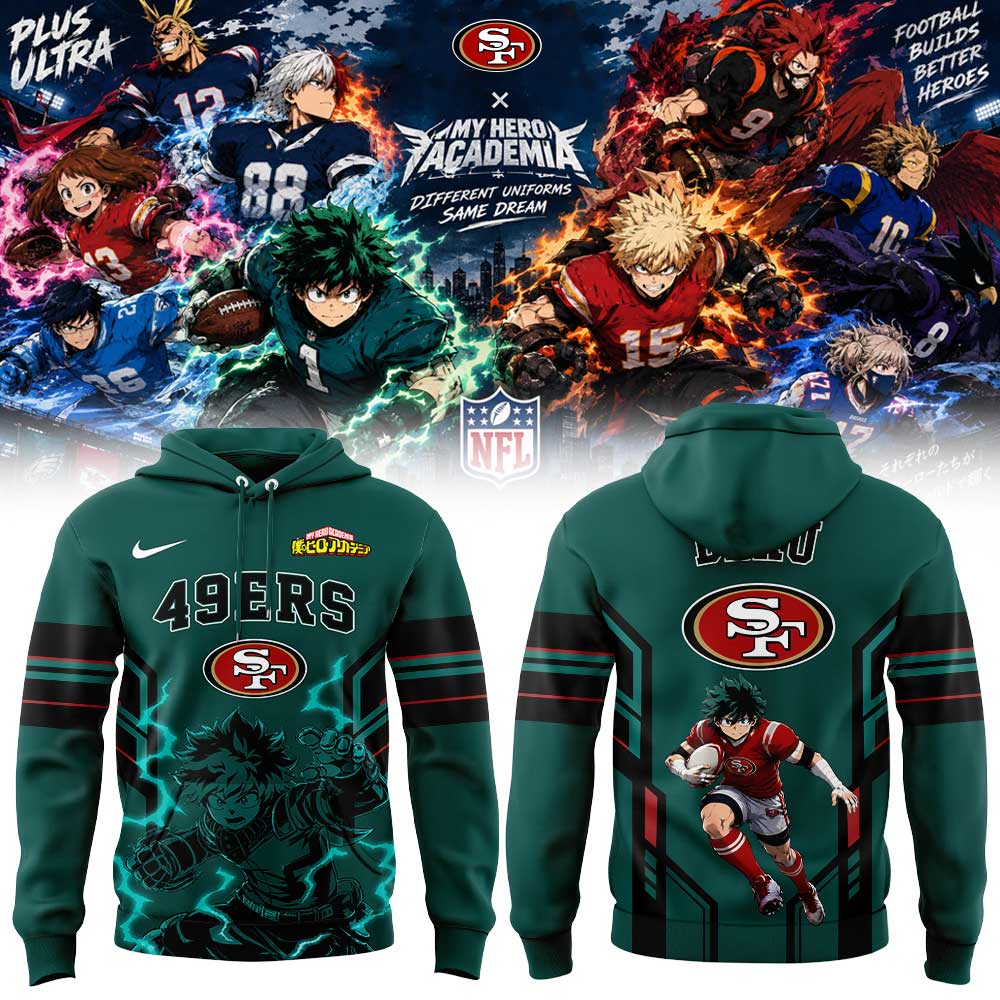 .                              San Francisco 49ers x My Hero Academia Deku Hoodie