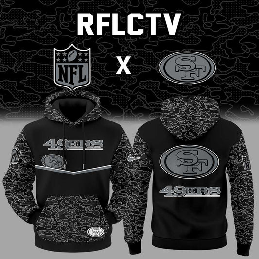 .Limited Edition San Francisco 49ers x RFLCTV Black Collection Hoodie
