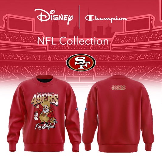 .             San Francisco 49ers New Champion NFL Disney Collab Main Character Energy Sweatshirt Red