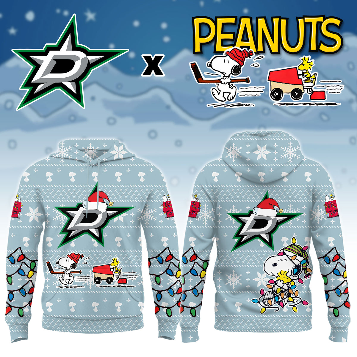 ..Dallas Stars x Peanuts 2026 Christmas Limited Edition Hoodie NN
