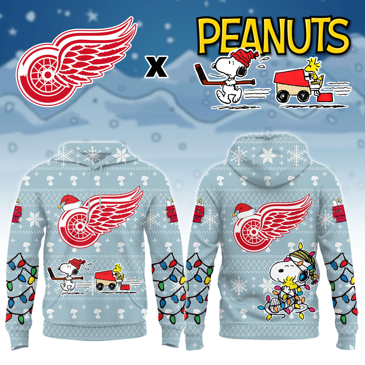 ..Detroit Red Wings x Peanuts 2026 Christmas Limited Edition Hoodie NN