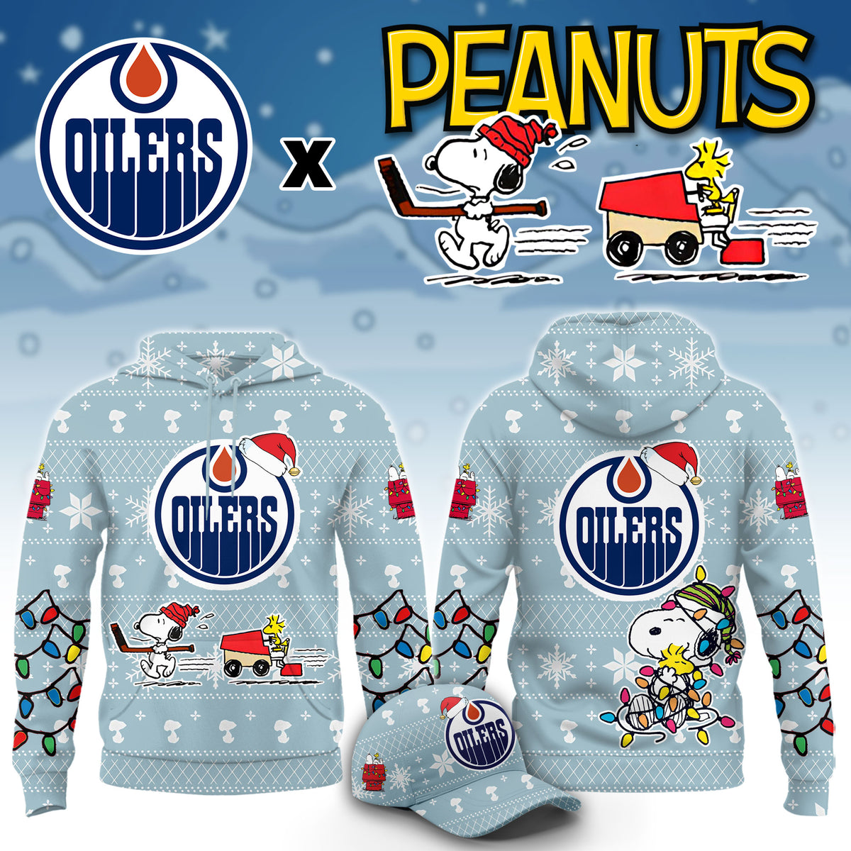 ...Edmonton Oilers x Peanuts 2026 Christmas Limited Edition Hoodie NN