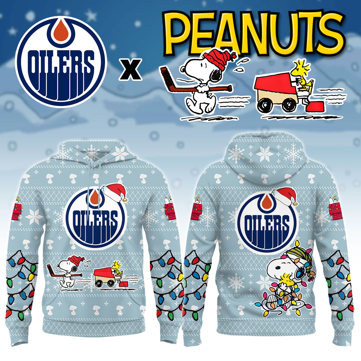 ...Edmonton Oilers x Peanuts 2026 Christmas Limited Edition Hoodie NN