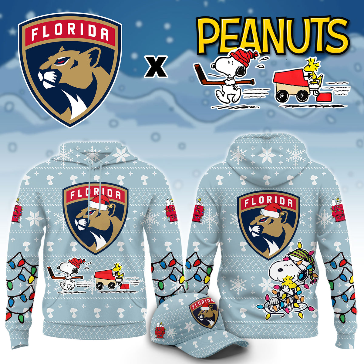 ..Florida Panthers x Peanuts 2026 Christmas Limited Edition Hoodie NN