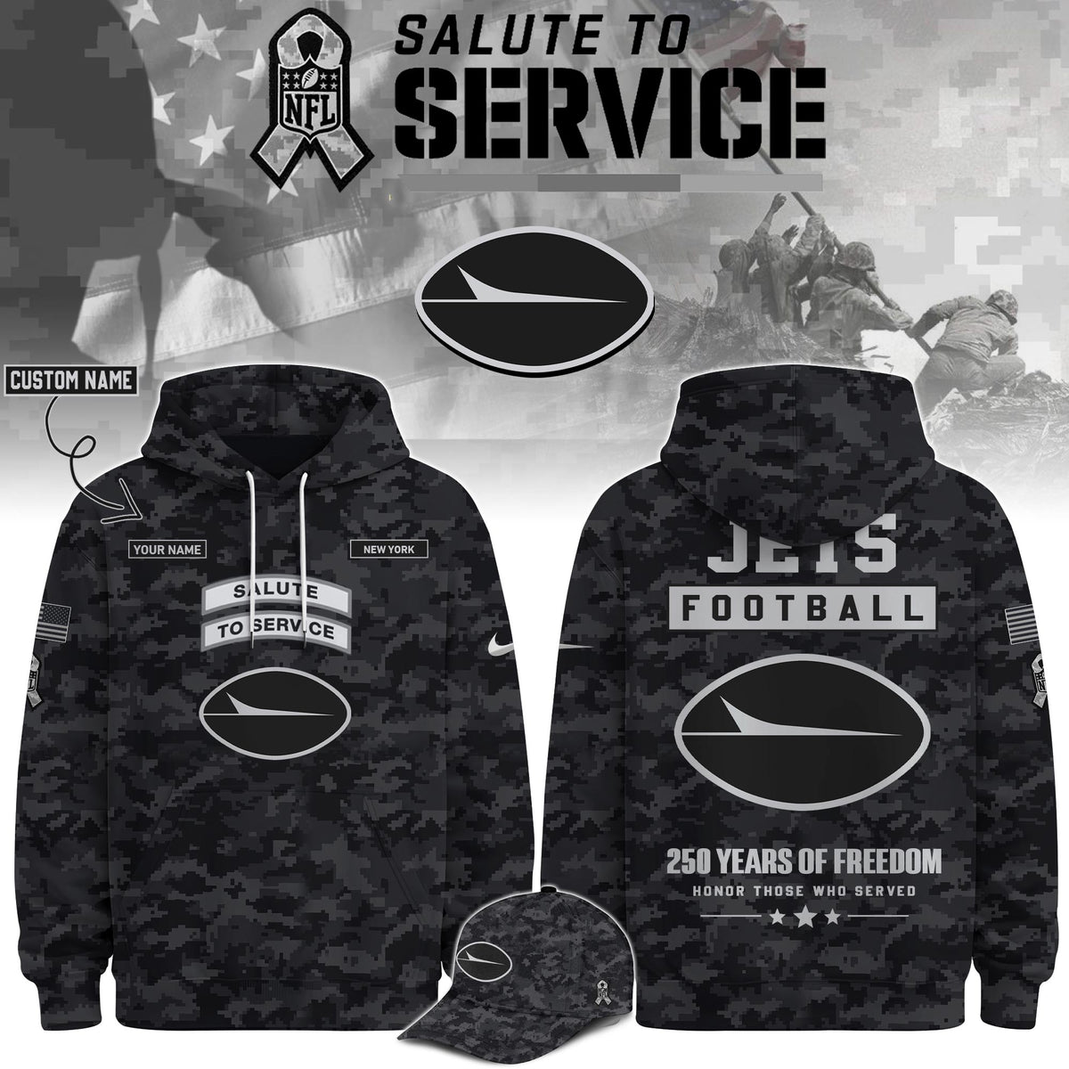 NYJ Veterans Day Limited Edition Hoodie  Limited Edition + Selling Out Fast V2