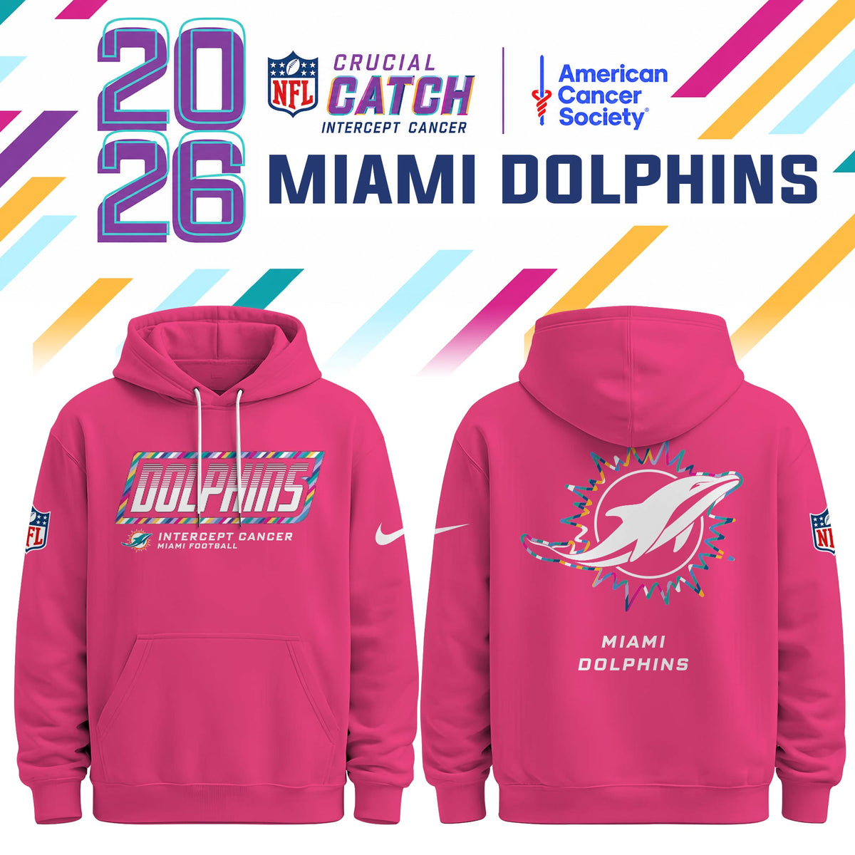 Miami Dolphins Special Pink Crucial Catch 2026 Limited Edition Hoodie
