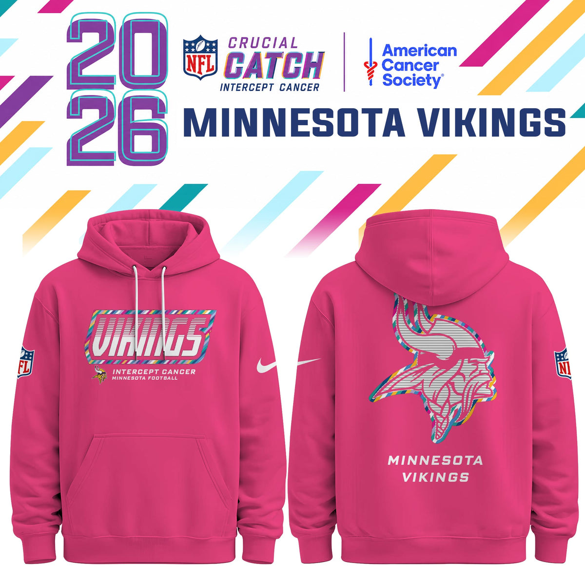 Minnesota Vikings Special Pink Crucial Catch 2026 Limited Edition Hoodie