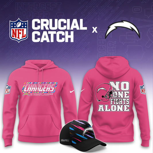 Los Angeles Chargers Football 2026 Crucial Catch Limited Pink Hoodie, No one fights alone!