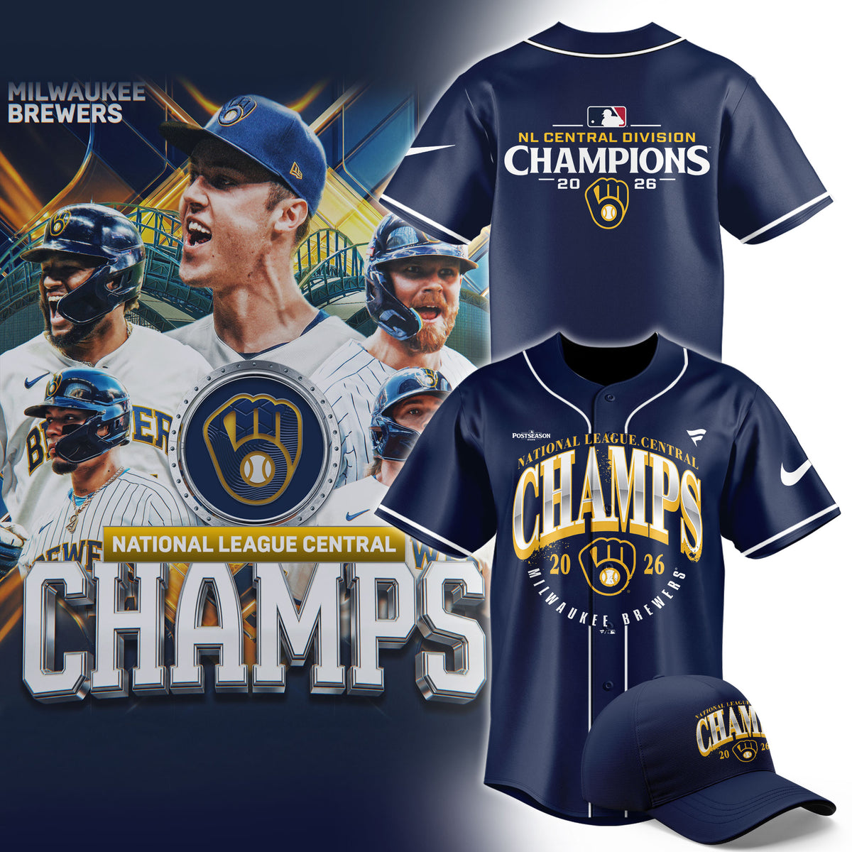 _??M.Brewers 2026 NL CENTRAL CHAMPIONS Limited Jersey