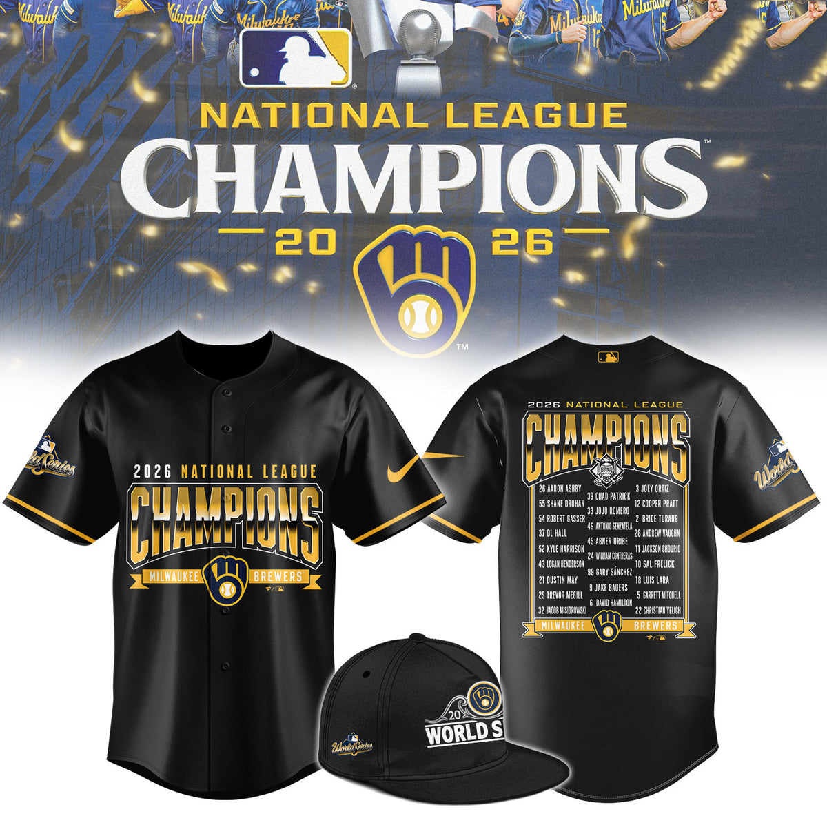 __M.Brewers 2026 National League Champions Roster Limited Black Jersey NN