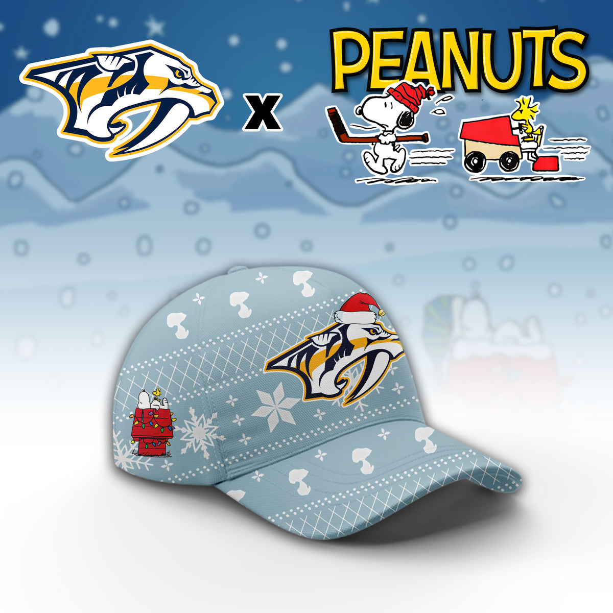 ..Nashville Predators x Peanuts 2026 Christmas Limited Edition Hoodie NN