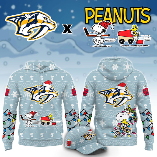 ..Nashville Predators x Peanuts 2026 Christmas Limited Edition Hoodie NN