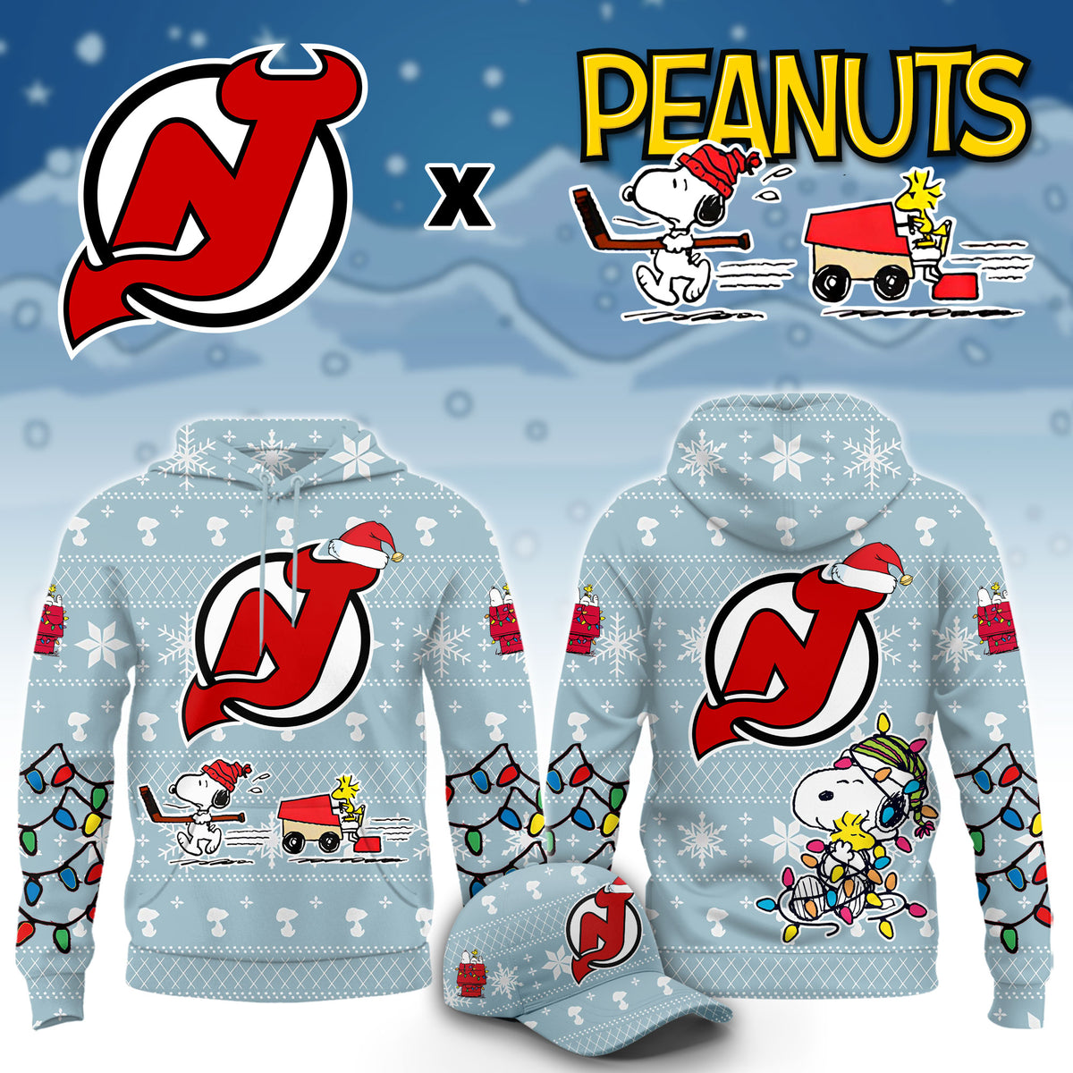 .New Jersey Devils x Peanuts 2026 Christmas Limited Edition Hoodie NN
